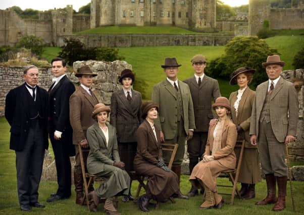 The Downton Abbey cast at Alnwick Castle.
