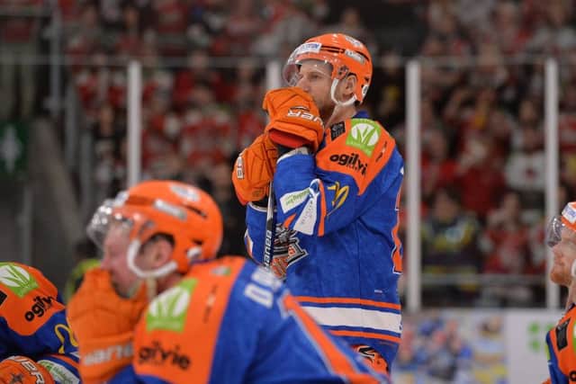 Sheffield Steelers' captain, Jonathan Phillips, contemplats last Sunday's Challenge Cup Final defeat to former club, Cardiff Devils. Picture: Dean Woolley.