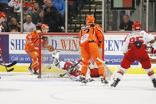 Steelers turn up the pressure on Ben Bowns goal on Sunday night. Picture: Dean Woolley.