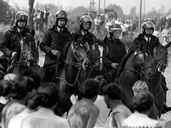 Police at the Orgreave coking plant during the miners' strike