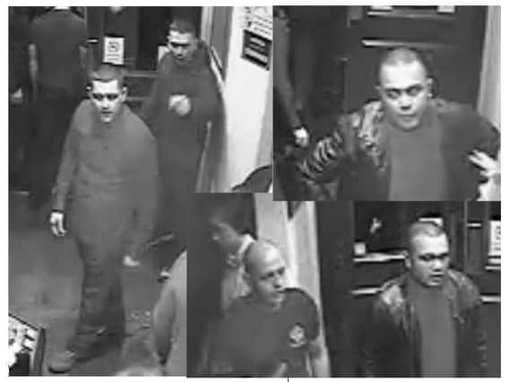CCTV images of the men police in Sheffield wish to trace.