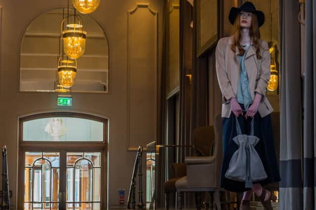 Arrival in the lobby at the Principal York hotel. Nude faux suede biker jacket, Â£139; ivory and blue stripe ruffle top, Â£79; Alice grey front tassel tote, Â£159; black wide brim fedora hat, Â£45. CREDITS: Concept & Styling: Stephanie Smith Photography: James Hardisty Location: The Principal York hotel, website: PHcompany.com/principal/york-hotel
All clothes and accessories: Mint Velvet, which has stores in York, Harrogate and Ilkley and is stocked at House of Fraser stores in Yorkshire and at John Lewis in Leeds, York and Sheffield, and at MintVelvet.co.uk. Hair: Daniella Lilliu at West Row York, website: WestRowHair.com. Make-up: Ash Fehners, freelance MUA. Model: Matilda at Boss Model Management in Manchester. Fashion assistant: Claire Schofield.
