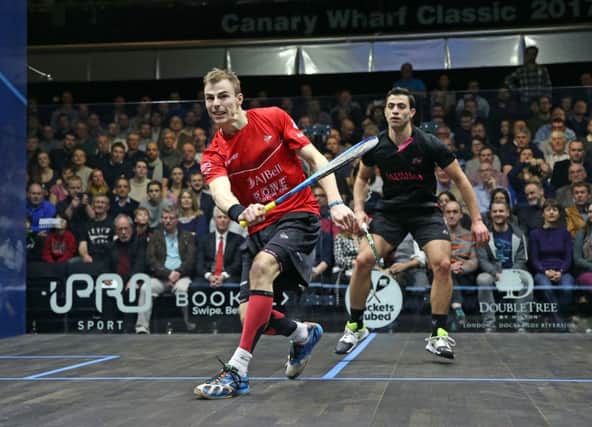 Nick Matthew, on his way to victory over Egypt's Fares Dessouky at London's East Wintergarden. Picture supplied by PSA.