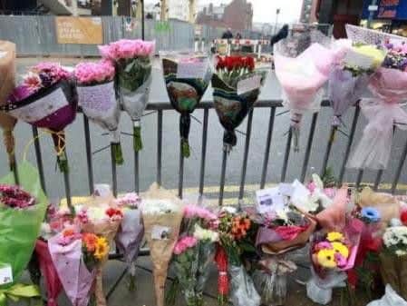 Floral tributes left at the crash scene