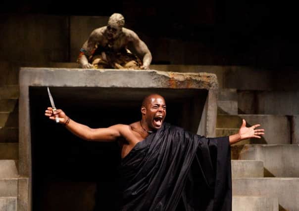 The Royal Shakespeare Company production of

Julius Caesar
, with Theo Ogundipe (top) and Paterson Joseph