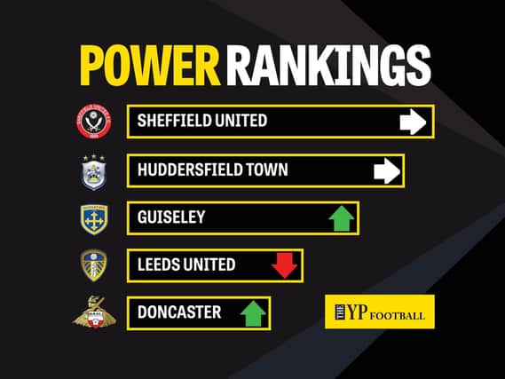 The latest Power Rankings standings with Sheffield United above Huddersfield Town, Guiseley, Leeds United and Doncaster Rovers in the top five