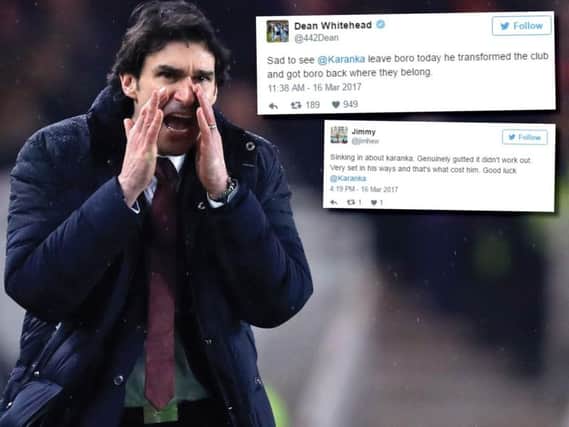 Aitor Karanka has been hailed by fans on social media after he left Middlesbrough
