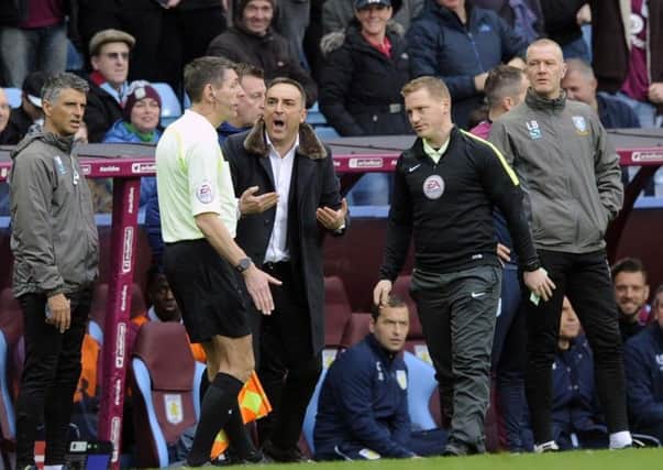 flashpoint: Sheffield Wednesday head coach Carlos Carvalhal was sent to the stands last weekend at Aston Villa for contesting a decision by referee Lee Probert. (Picture: Steve Ellis)