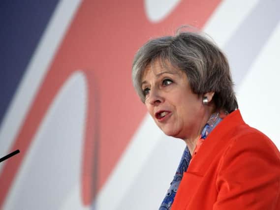 Prime Minister Theresa May speaks at the Conservative Spring Forum at the SSE Swalec Stadium, in Cardiff.