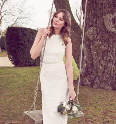 Sleeveless lace column dress, ?150, from the new Dorothy Perkins bridal collection, launching in April.
