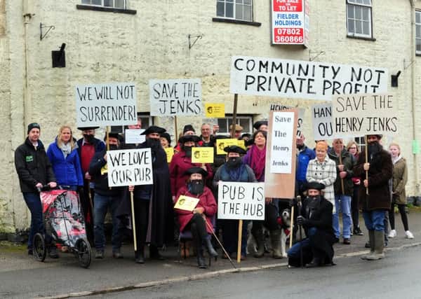 Campaigners stage a protest at Henry Jenkins pub, which they have fought to have listed as a community asset ..Picture by Simon Hulme
