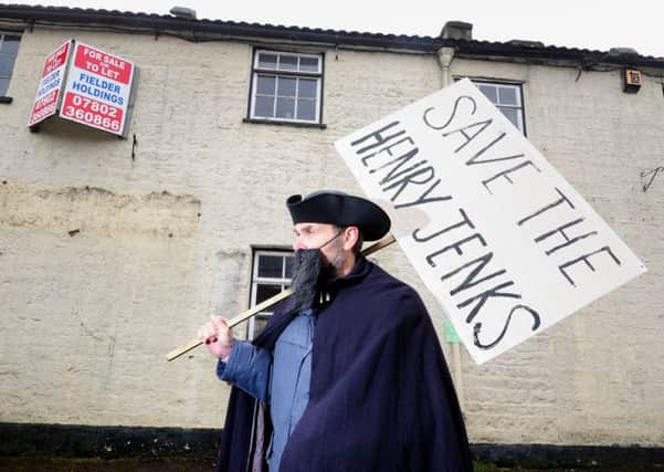 Campaigners stage a protest outside the Henry Jenkins pub, Kirkby Malzeard, which they have fought to have protected as an Asset of Community Value. Picture by Simon Hulme