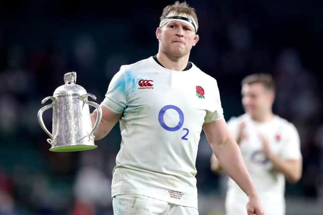 England's Dylan Hartley celebrates with the Calcutta Cup last weekend. Picture: Andrew Matthews/PA.