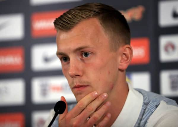James Ward-Prowse talks during Englands media day at St Georges Park, Burton. This is his first taste of being in the first-team squad (Picture: Mike Egerton/PA).