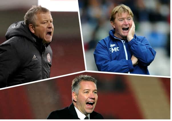 GOING UP: Chris Wilder, Stuart McCall and Dareen Ferguson have all steered their clubs into promotion contention.