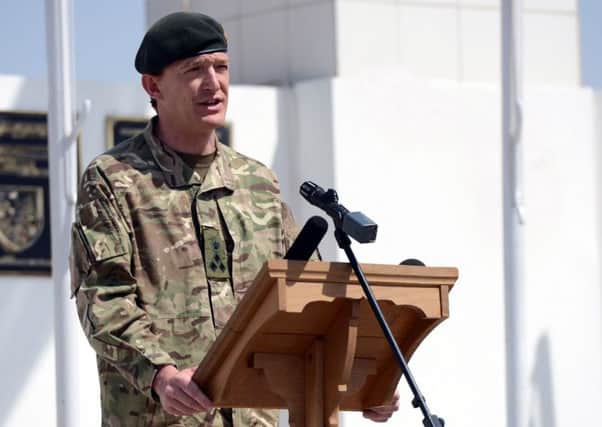 Major General Rupert Jones speaking in Afghanistan.
