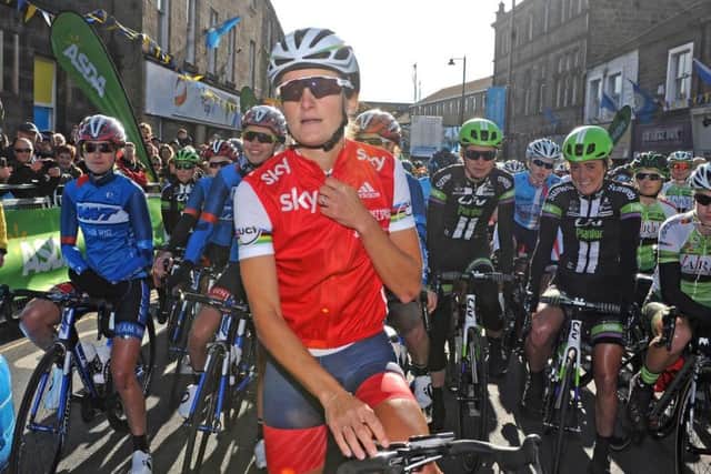 Lizzie Deignan (nee Armitstead) before the start of the first Women's Tour de Yorkshire last year