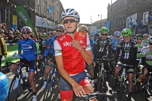 Lizzie Deignan (nee Armitstead) before the start of the first Women's Tour de Yorkshire last year.
