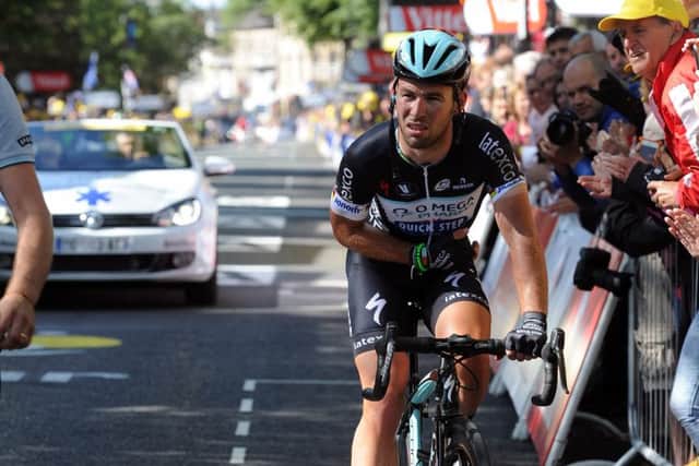 Marcel Kittell won the first stage of the 2014 Tour de France in Harrogate from Peter Sagan after Mark Cavendish, pictured, crashed at the bottom of Parliament Street (Picture: Bruce Rollinson).
