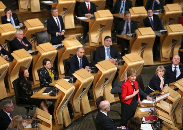 Nicola Sturgeon addresses the Scottish Parliament during the debate on independence.