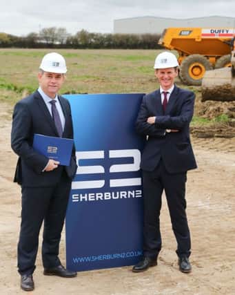Jeremy Nolan, of Glentrool, and Nigel Adams, MP for Selby,  at the launch of Sherburn2