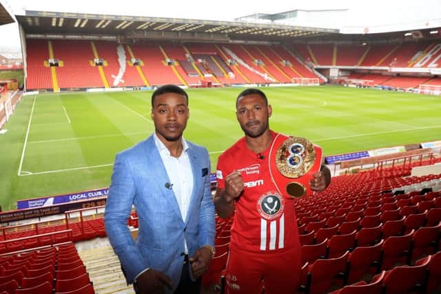 Kell Brook (right) and Errol Spence during the press conference at Bramall Lane, Sheffield.