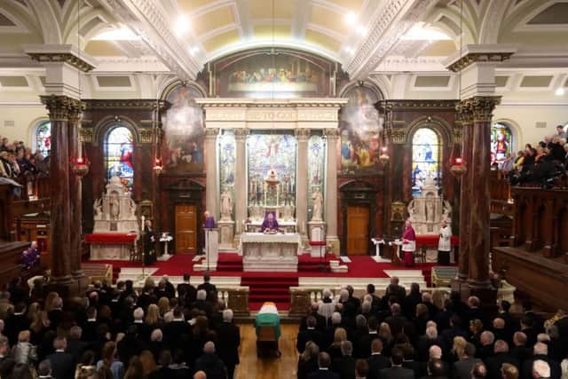 The funeral of Northern Ireland's former deputy first minister and ex-IRA commander Martin McGuinness takes place at St Columba's Church Long Tower, in Londonderry.