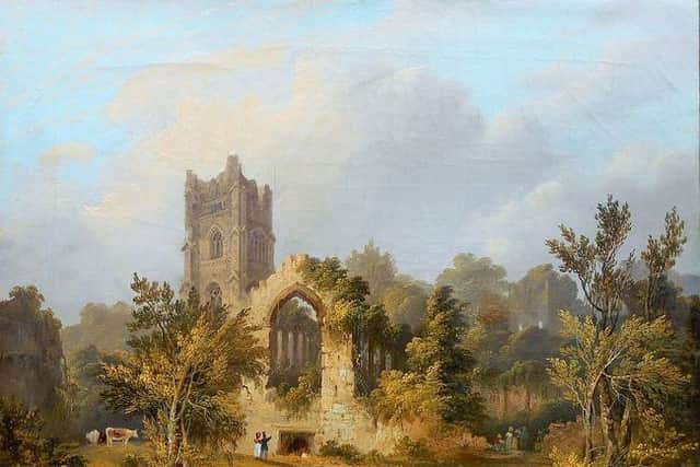 A painting of Fountains Abbey. Prices in the sale range from under Â£100 to Â£1,000.