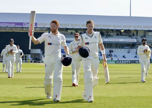 Jonny Bairstow and Joe Root playing for Yorkshire last season. (Picture: Bruce Rollinson)