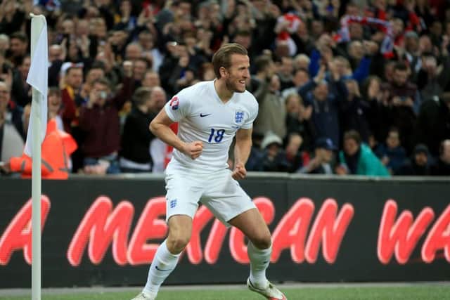 England's Harry Kane celebrates scoring against Lithuania at Wembley two years ago. Picture: Nick Potts/PA.