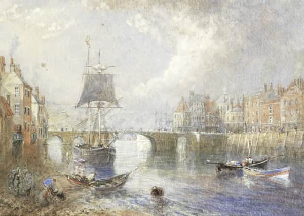 WATER POWER:  George Weatherills Whitby watercolours, including this one of the harbour with the old bridge beyond, are on sale at Bonhams.