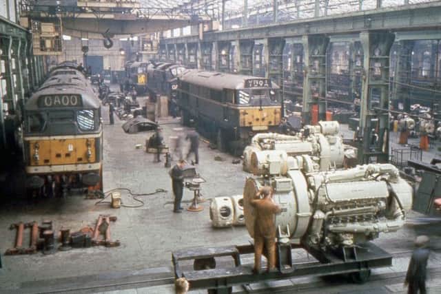 Deltic power unit on carrier at  Doncaster works c 1967