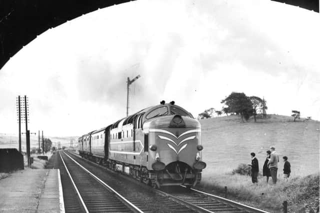 Prototype Deltic passing Gargave  Station Aug 1956