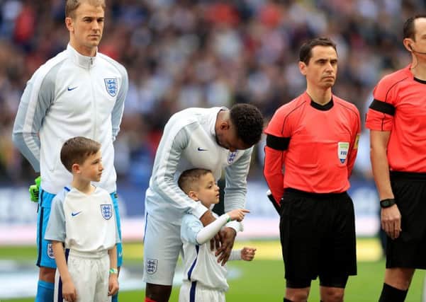 England's Jermain Defoe with mascot Bradley Lowery ahead of the World Cup qualifying match against Lithuania at Wembley (Picture: Adam Davy/PA Wire).