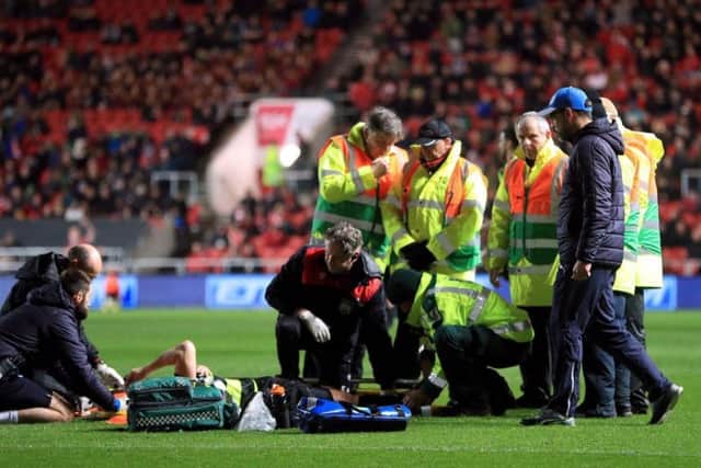 Hogg was injured in Huddersfield's 4-0 defeat at Bristol City