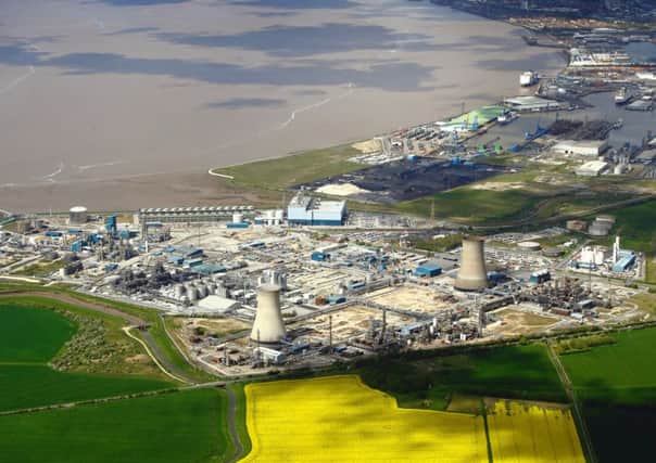 An aerial view of Saltend Chemicals Park, a cluster of world-class chemicals businesses at the heart of the Humber, the UKs energy estuary.