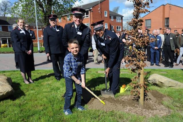 Copper Beech Avenue housing Association, Bramley
Jack Simson tree planting with Commissioners John Matear, left and Clive Adams   31st march 2017