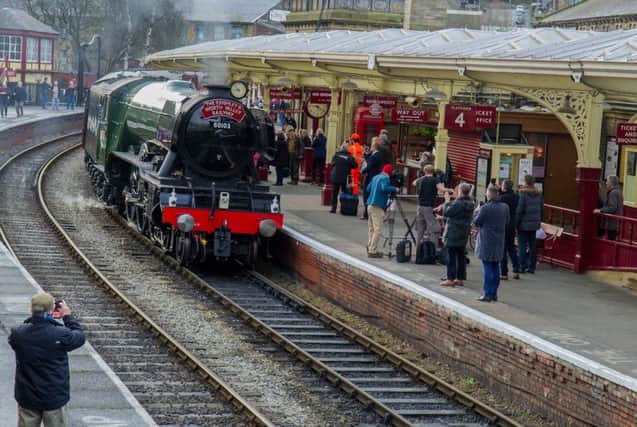 The Flying Scotsman arrived at Keighley Station this morning, packed with tay-trippers. Picture: James Hardisty