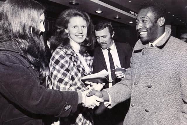Fans greet Pele as the Brazil football star arrives at Hallam Tower hotel during its heyday in the 1970s