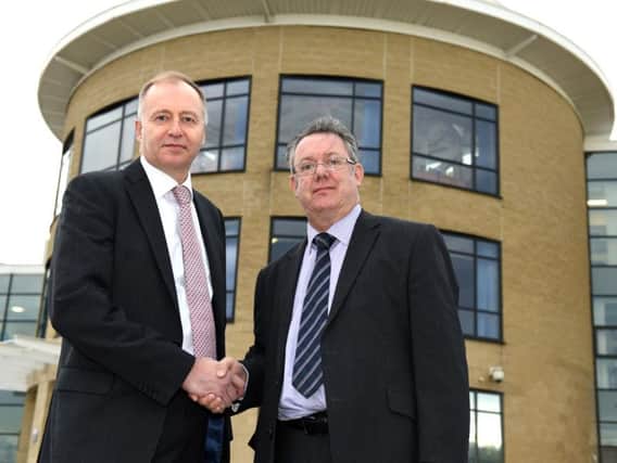 Delta Academies Trust CEO Paul Tarn (left) and David Gurney, CEO of the Cockburn Multi Academy Trust, pictured at South Leeds Academy, Leeds. Picture by Stephen Taylor.