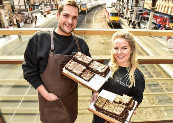 chocs away: George Welton and Lucy Mardon at York station with the new Brown and Blond pop up shop. Our aim is to engage with new customers and explore new markets, he said