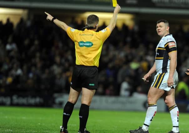 Leeds Rhinos Brett Ferres is sin-binned during the game against Wigan Warriors.