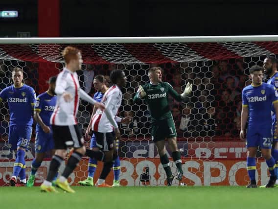 Rob Green complains after Leeds concede the first against Brentford