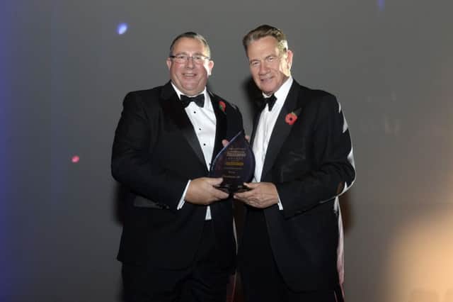 Apprenticeship Award. Nick Garthwaite, Christeynes, with Michael Portillo.
Yorkshire Post Excellence in Business Awards 2016.  New Dock Hall.  4 November 2016.  Picture Bruce Rollinson