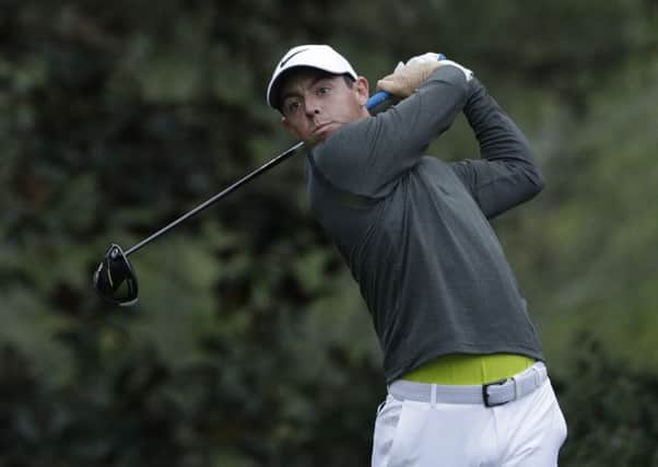 Rory McIlroy hits a drive on the 15th hole during Wednesday's practice round for the Masters (Picture: Matt Slocum/AP).