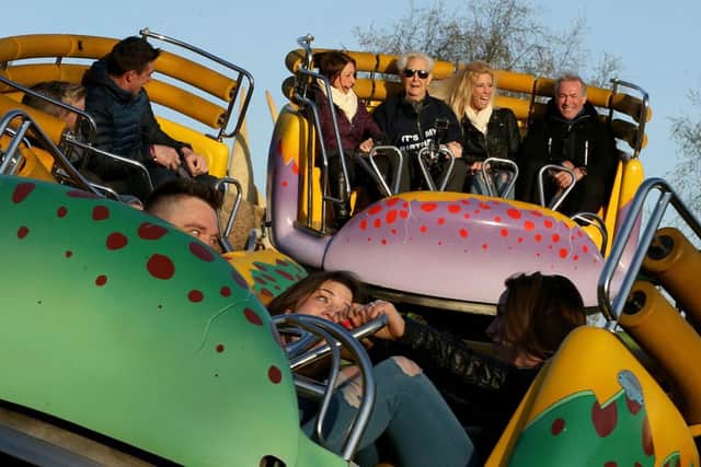 105-year-old Jack Reynolds rode the Twistersaurus rollercoaster at Flamingo Land in Malton, to mark his 105th birthday