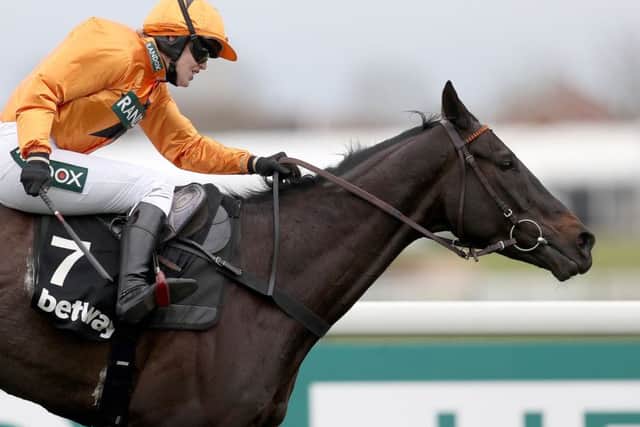 Tea For Two ridden by Jockey Lizzie Kelly on the way to winning the Betway Bowl Chase at Aintree.