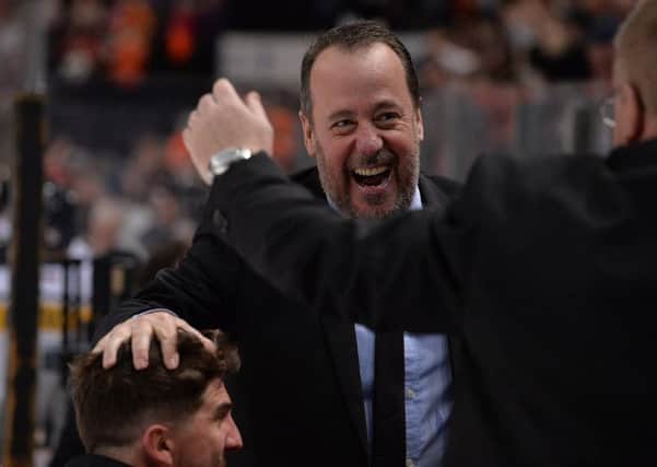 Happy Paul Thompson after Steelers beat Nottingham in overtime.