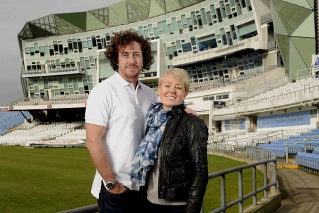 Ryan Sidebottom pictured with his wife Kate, at Headingley, after announcing he would be retiring. (Picture: Simon Hulme)