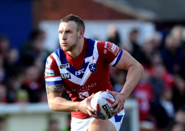 OVER THE LINE: Wakefield's Dean Hadley..
 Picture Jonathan Gawthorpe